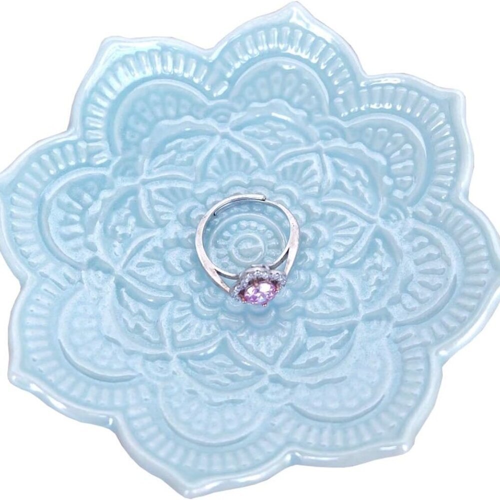 Blue Mandala Ring Dish, Birthday Gift for Friend Female Women Mom Girls